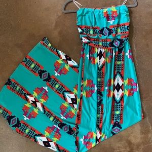 Aztec print maxi dress